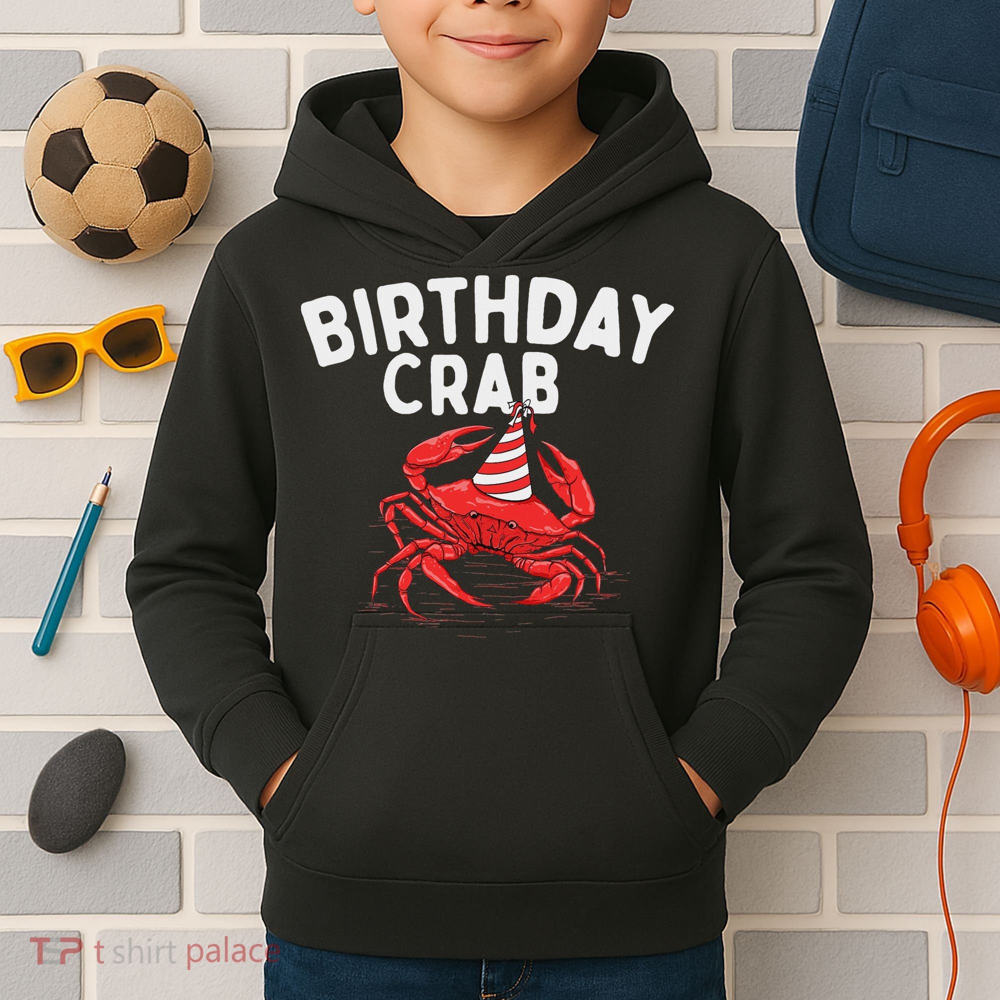 Birthday Crab Crustacean Animal Lover Beach Seafood Kids Hoodie
