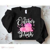 Breast Cancer Cute In October We Wear Pink Awareness Long Sweatshirt thumb 2