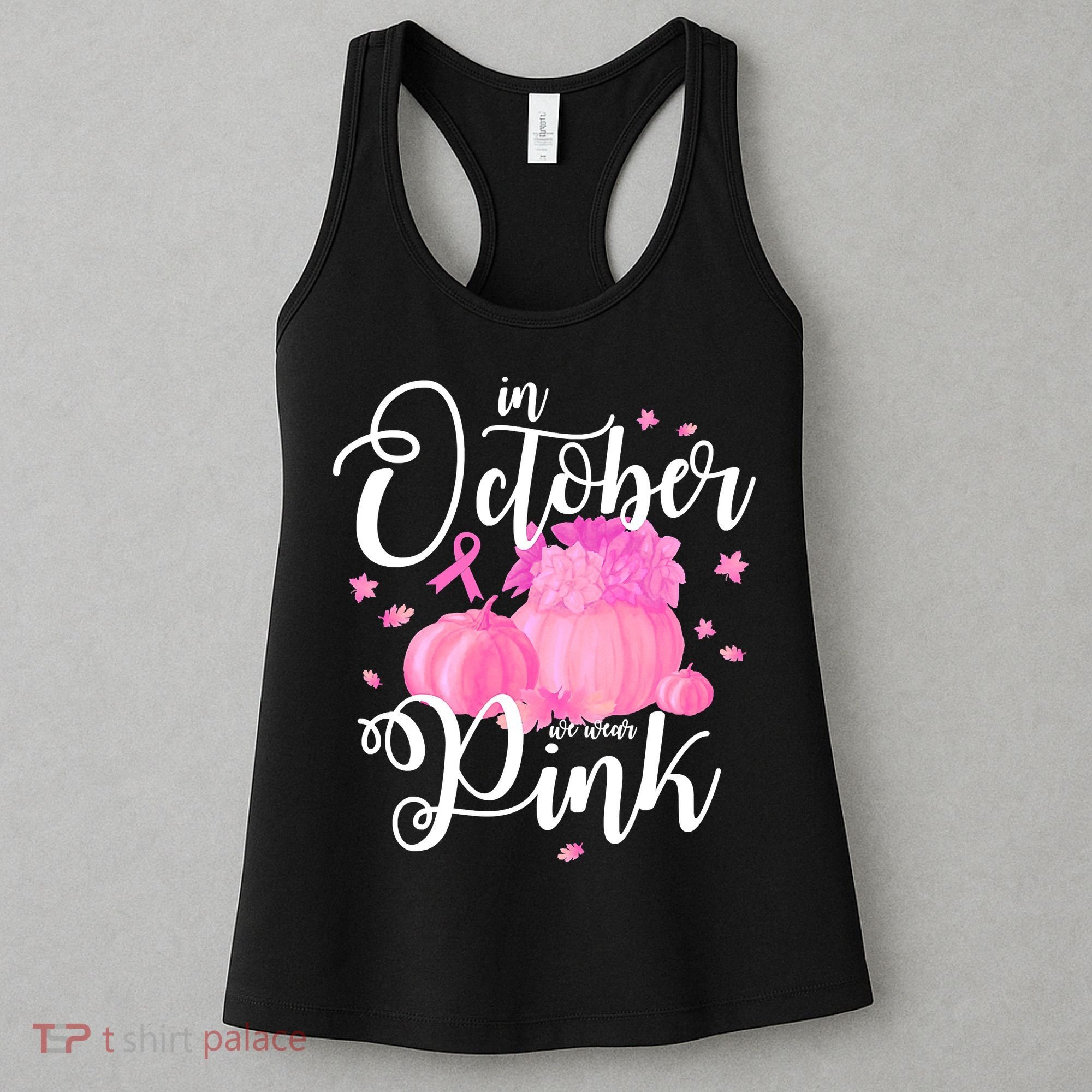Breast Cancer Cute In October We Wear Pink Awareness Long Women's Tank Top