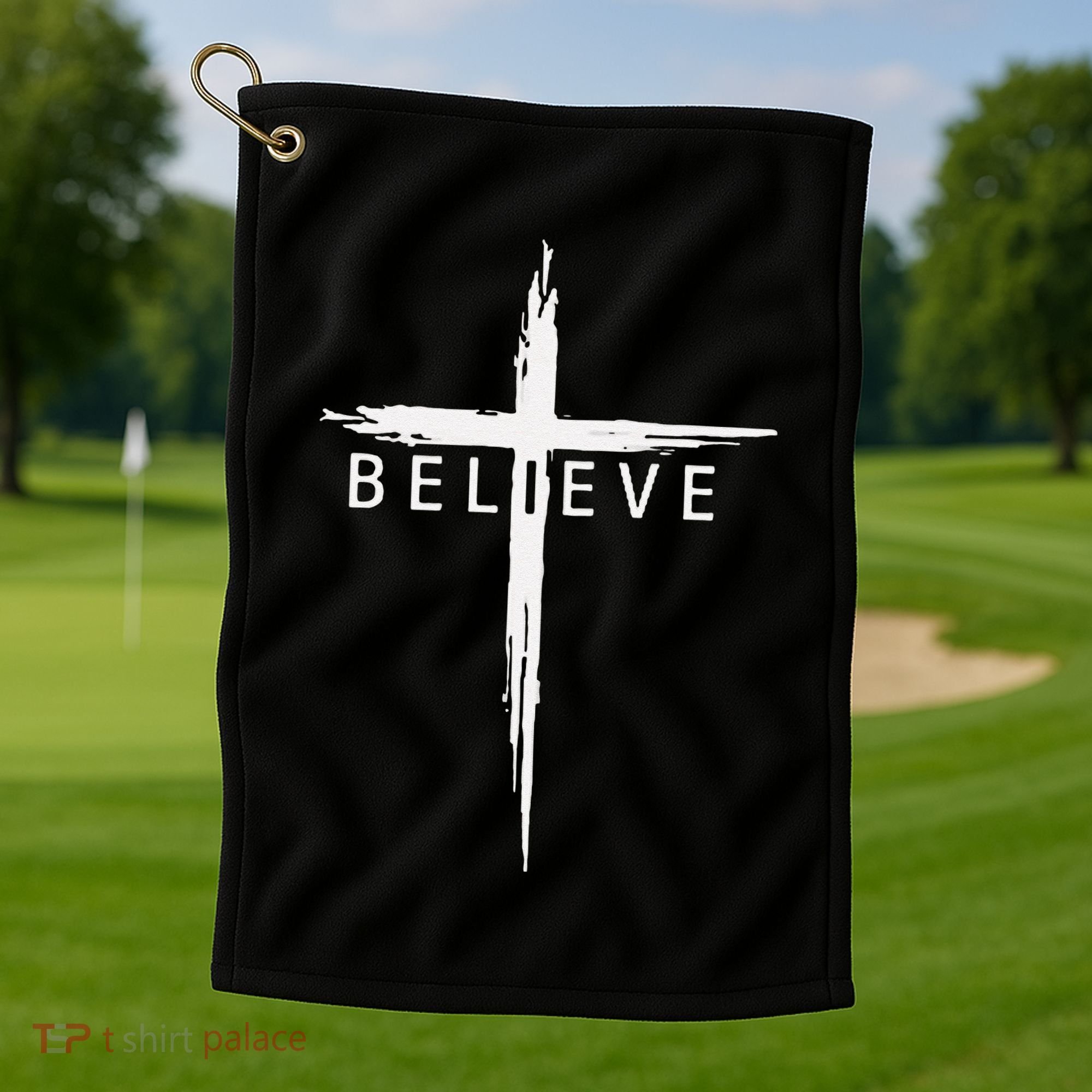 Believe Christian Cross Jesus Christ Christians Golf Towel