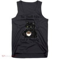 Black Cat Coffee You Smell Like Drama And A Headache Tank Top thumb 0