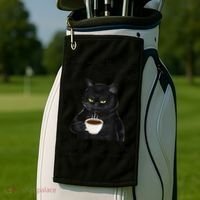 Black Cat Coffee You Smell Like Drama And A Headache Golf Towel thumb 2