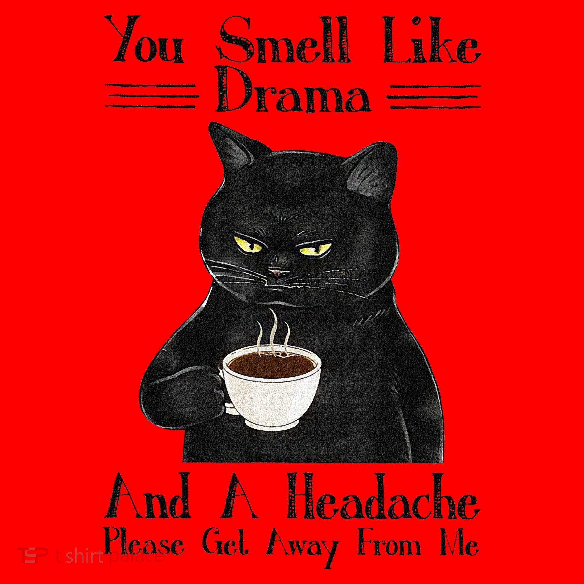 Black Cat Coffee You Smell Like Drama And A Headache Santa Hat