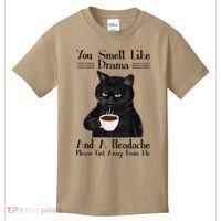 Black Cat Coffee You Smell Like Drama And A Headache Kids T-Shirt thumb 0