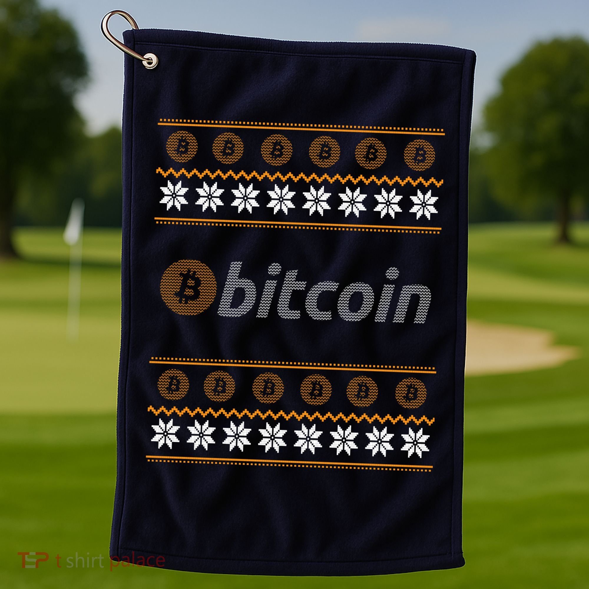 Bitcoin Cryptocurrency Christmas Holiday Golf Towel