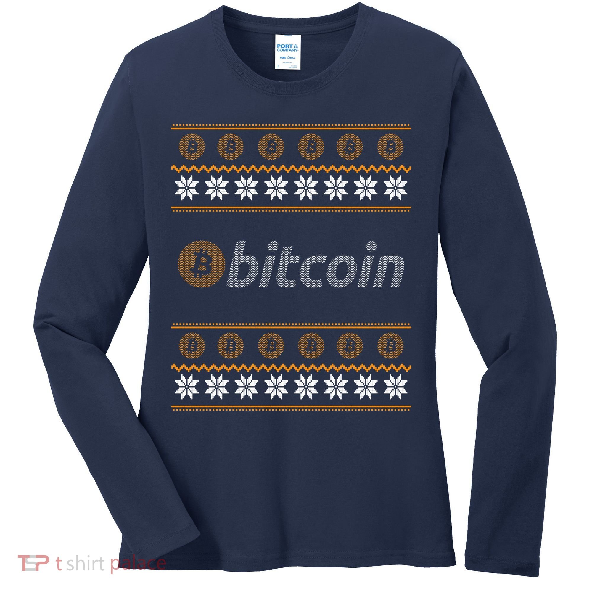 Bitcoin Cryptocurrency Christmas Holiday Women's Long Sleeve Shirt