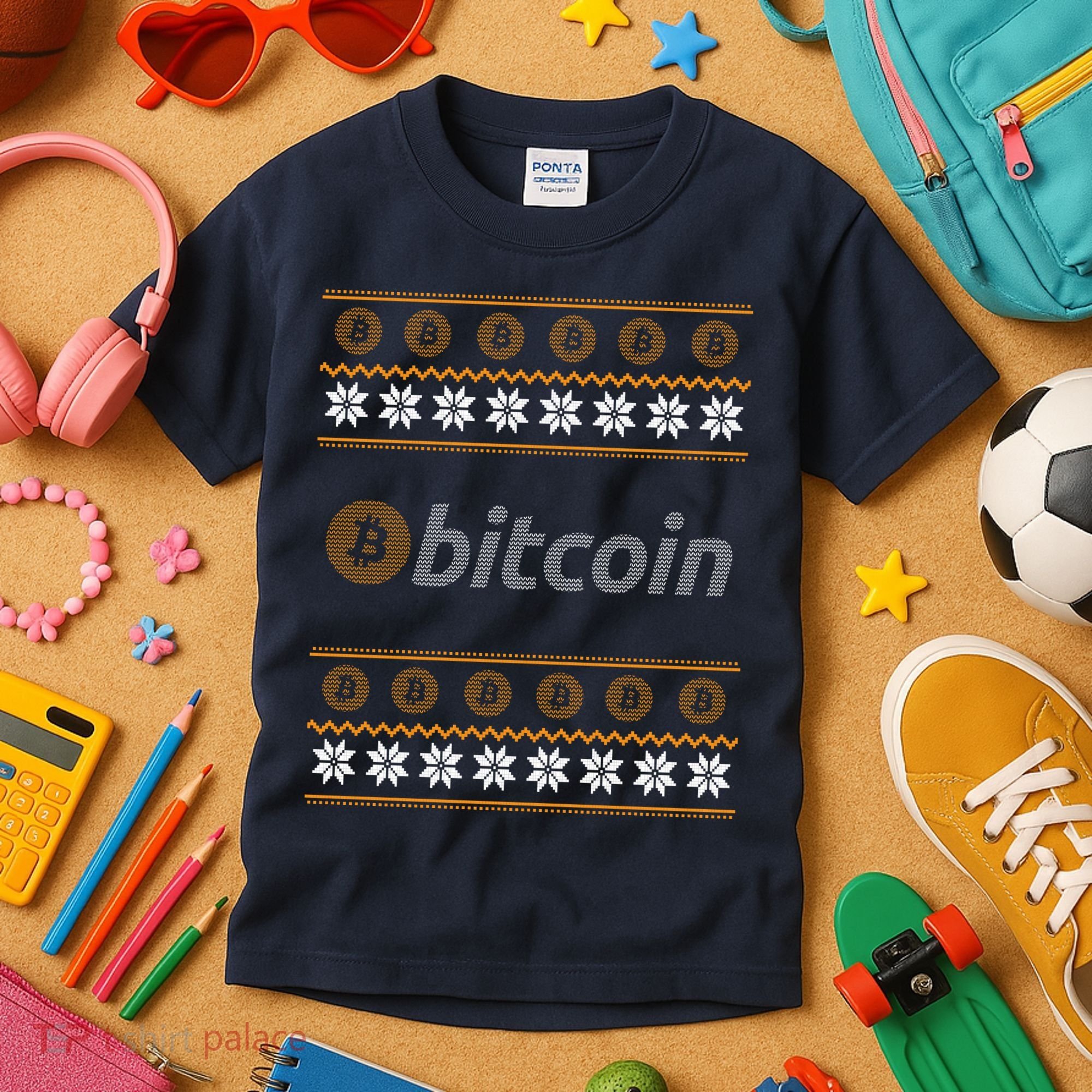 Bitcoin Cryptocurrency Christmas Holiday Kids T-Shirt