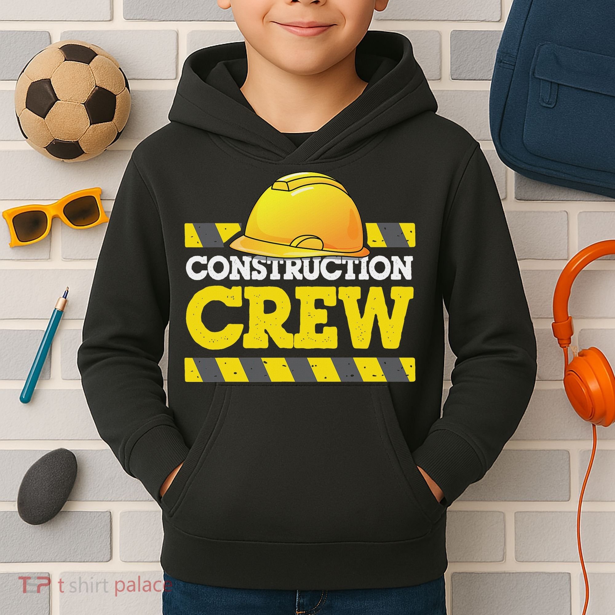Boy Construction Crew Birthday Party Supplies Group Matching Kids Hoodie
