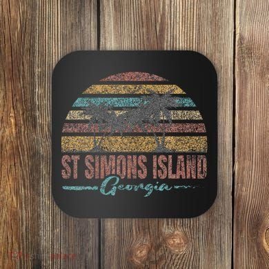 Beach Coastal City Vacation Souvenir St Simons Island Coaster
