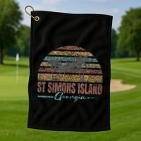 Beach Coastal City Vacation Souvenir St Simons Island Golf Towel thumb 1