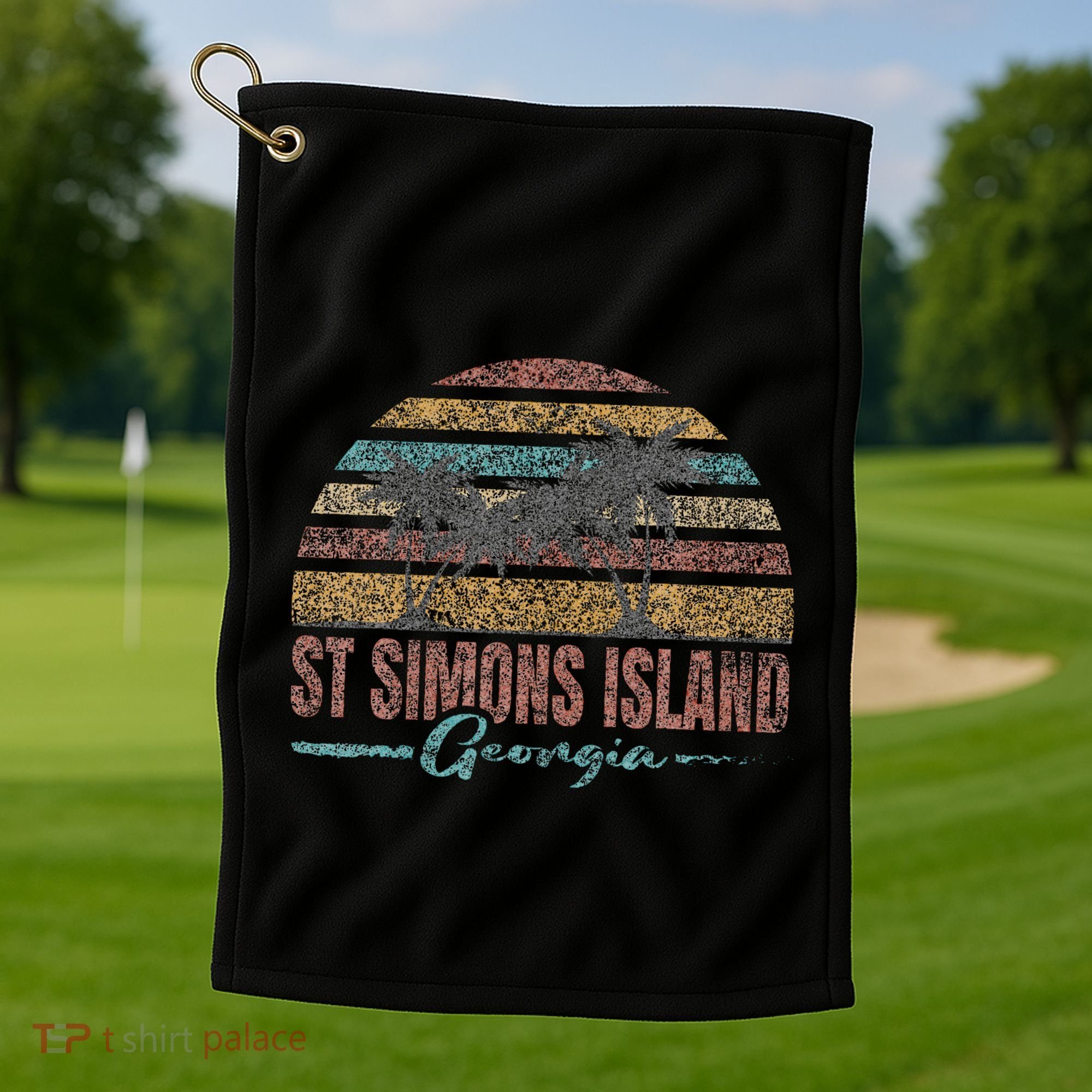 Beach Coastal City Vacation Souvenir St Simons Island Golf Towel