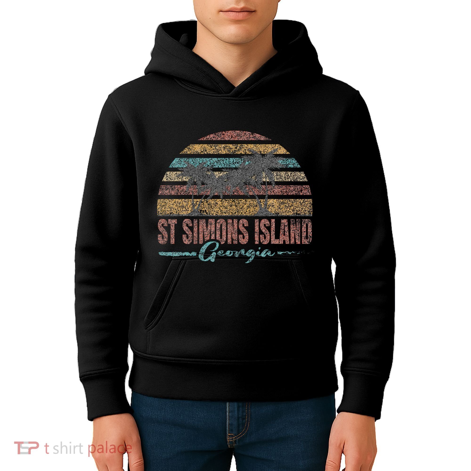 Beach Coastal City Vacation Souvenir St Simons Island Kids Hoodie
