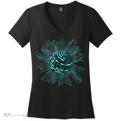 Binary Coding Computer Nerd Geeks Programmer Funny Coding Women's V-Neck T-Shirt