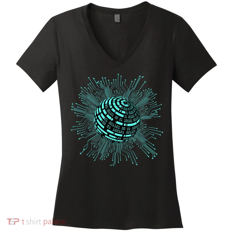 Binary Coding Computer Nerd Geeks Programmer Funny Coding Women's V-Neck T-Shirt