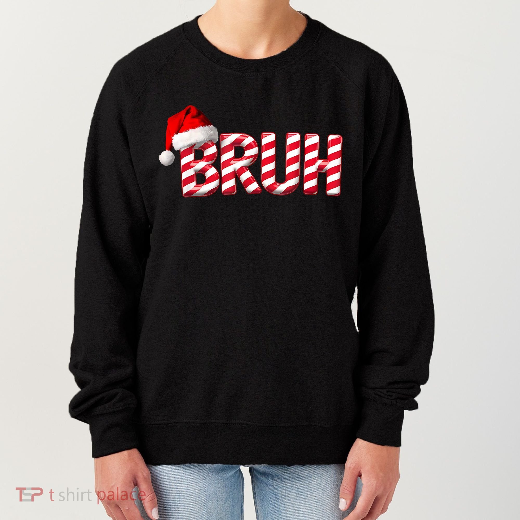 Bruh Christmas Candy Cane For Funny Xmas Bruh Women's Sweatshirt