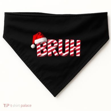 Bruh Christmas Candy Cane For Funny Xmas Bruh USA-Made Doggie Bandana