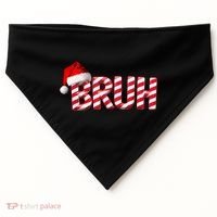 Bruh Christmas Candy Cane For Funny Xmas Bruh USA-Made Doggie Bandana thumb 0