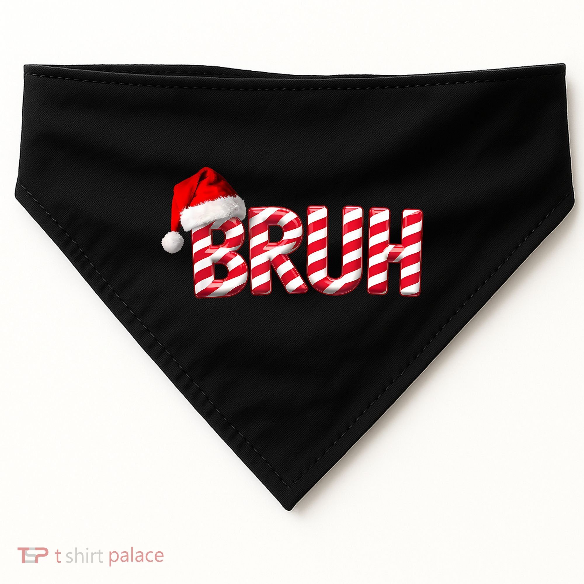 Bruh Christmas Candy Cane For Funny Xmas Bruh USA-Made Doggie Bandana