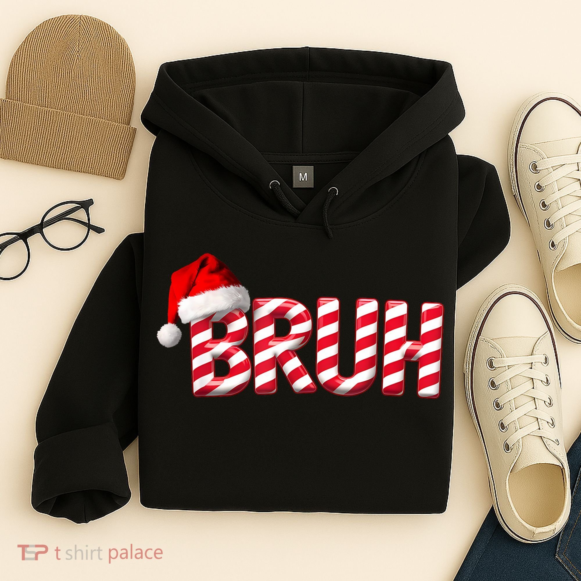 Bruh Christmas Candy Cane For Funny Xmas Bruh Hoodie