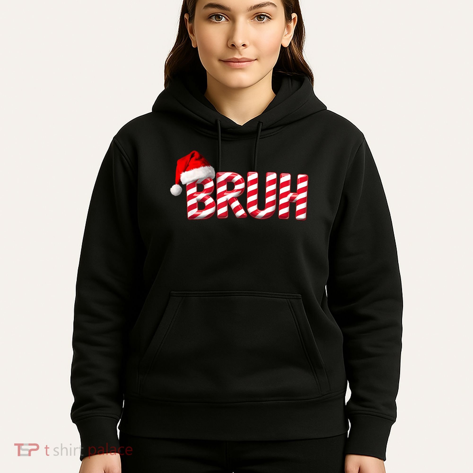 Bruh Christmas Candy Cane For Funny Xmas Bruh Hoodie