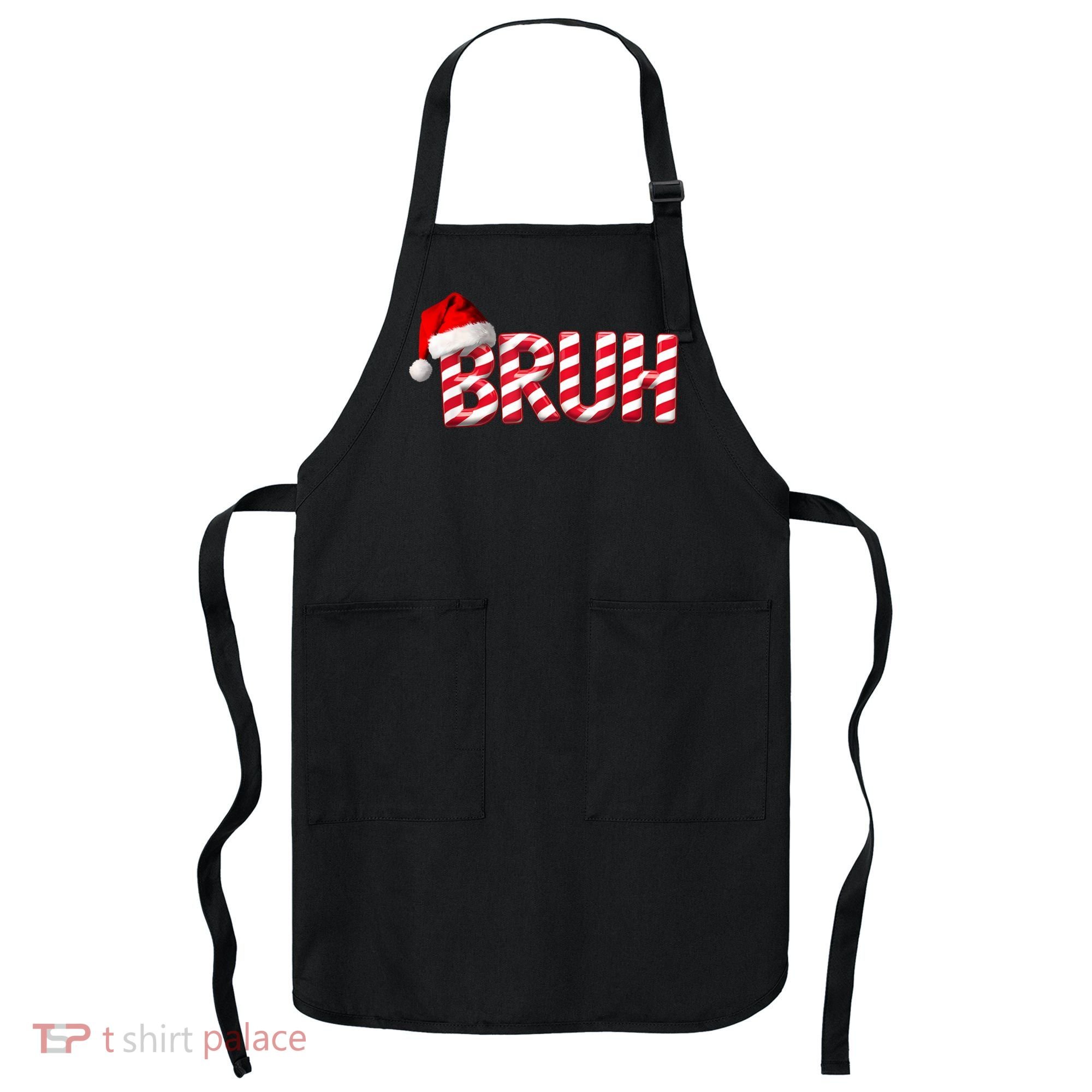 Bruh Christmas Candy Cane For Funny Xmas Bruh Apron