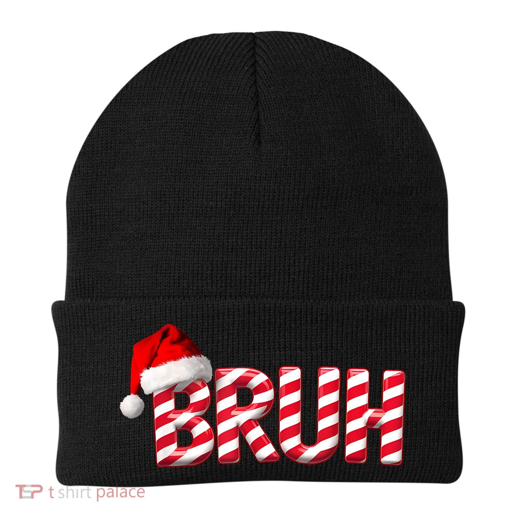 Bruh Christmas Candy Cane For Funny Xmas Bruh Beanie