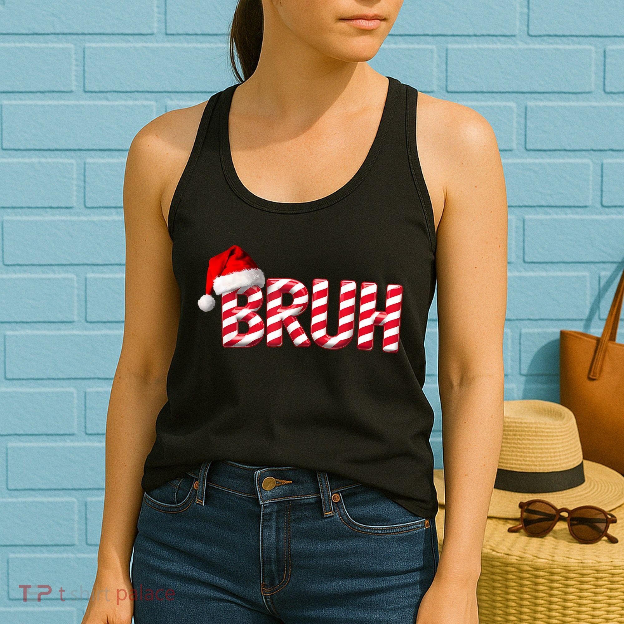 Bruh Christmas Candy Cane For Funny Xmas Bruh Women's Tank Top