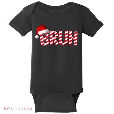 Bruh Christmas Candy Cane For Funny Xmas Bruh Baby Bodysuit