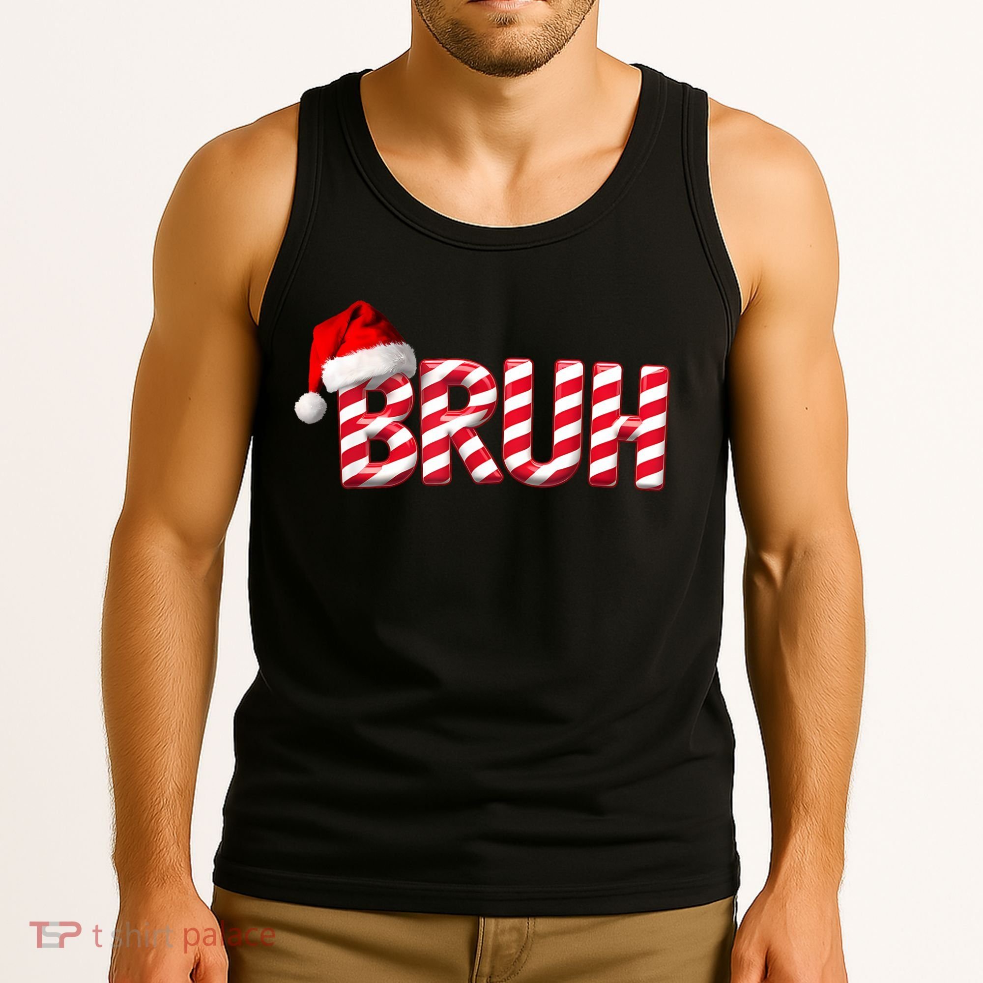 Bruh Christmas Candy Cane For Funny Xmas Bruh Tank Top