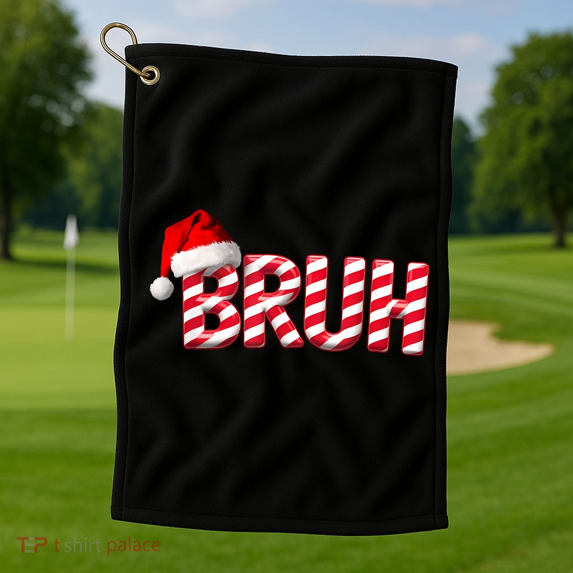 Bruh Christmas Candy Cane For Funny Xmas Bruh Golf Towel