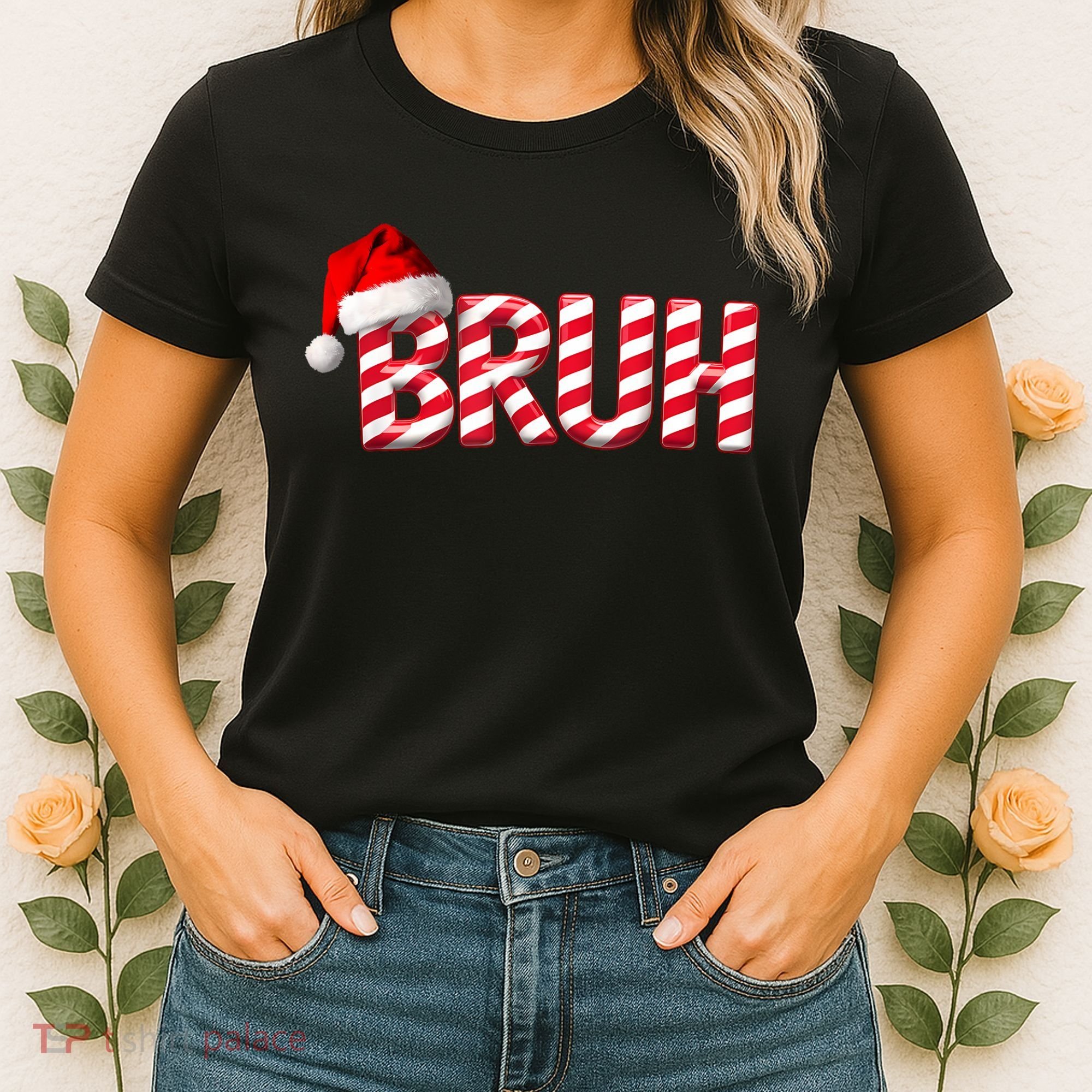 Bruh Christmas Candy Cane For Funny Xmas Bruh Women's T-Shirt