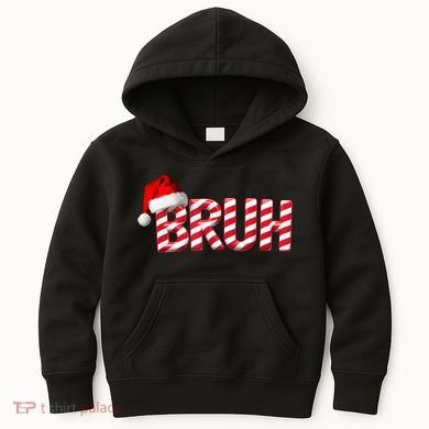 Bruh Christmas Candy Cane For Funny Xmas Bruh Kids Hoodie