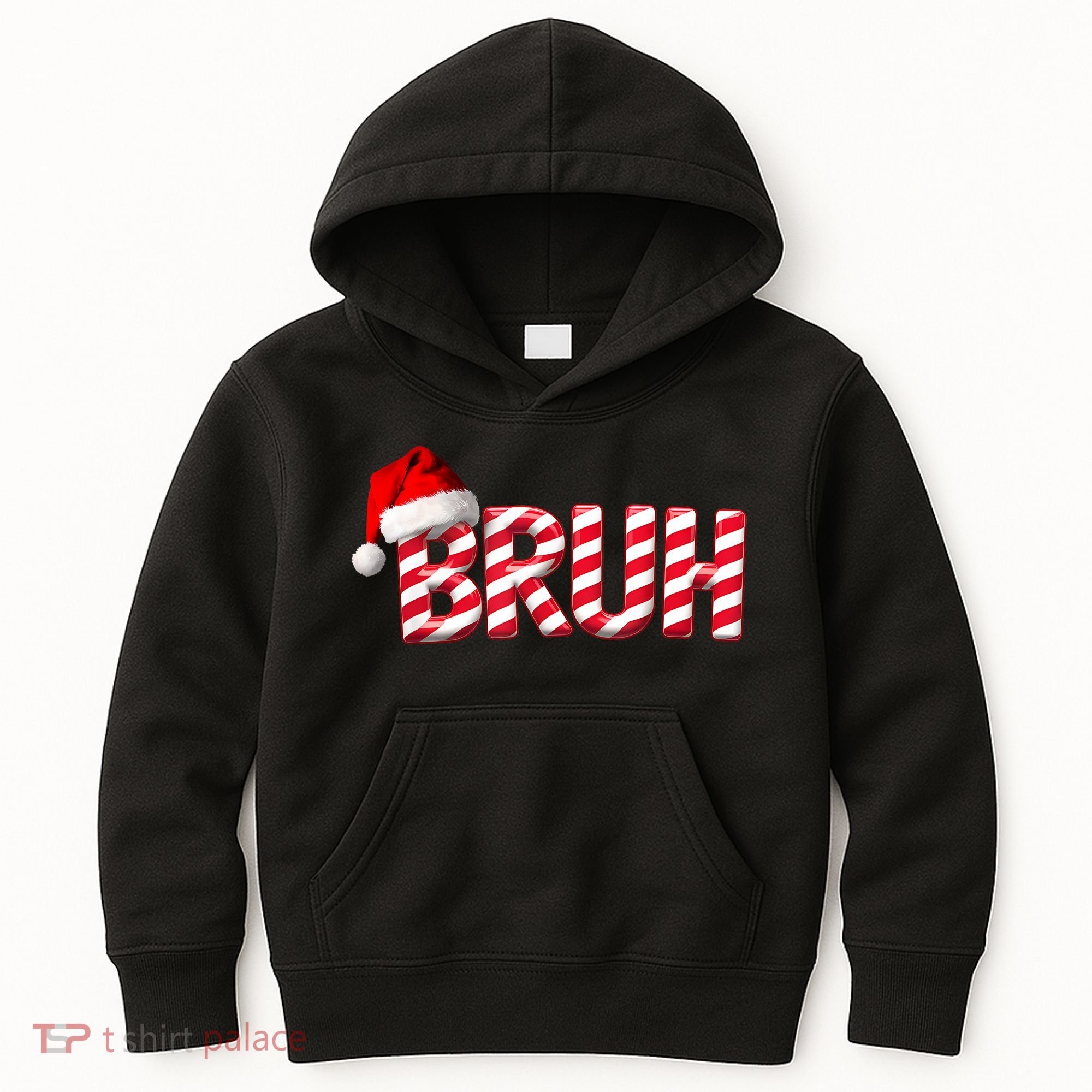 Bruh Christmas Candy Cane For Funny Xmas Bruh Kids Hoodie