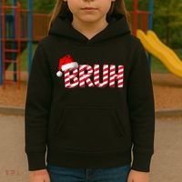 Bruh Christmas Candy Cane For Funny Xmas Bruh Kids Hoodie thumb 3