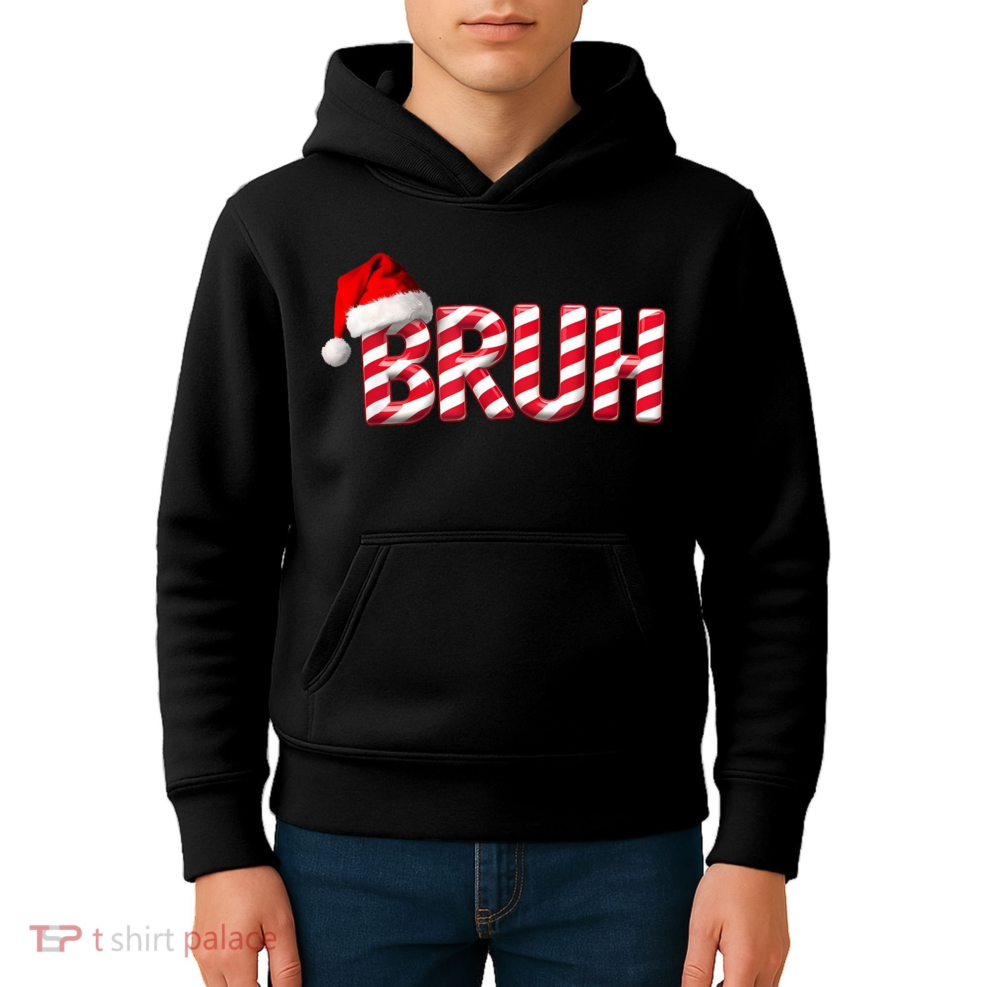 Bruh Christmas Candy Cane For Funny Xmas Bruh Kids Hoodie