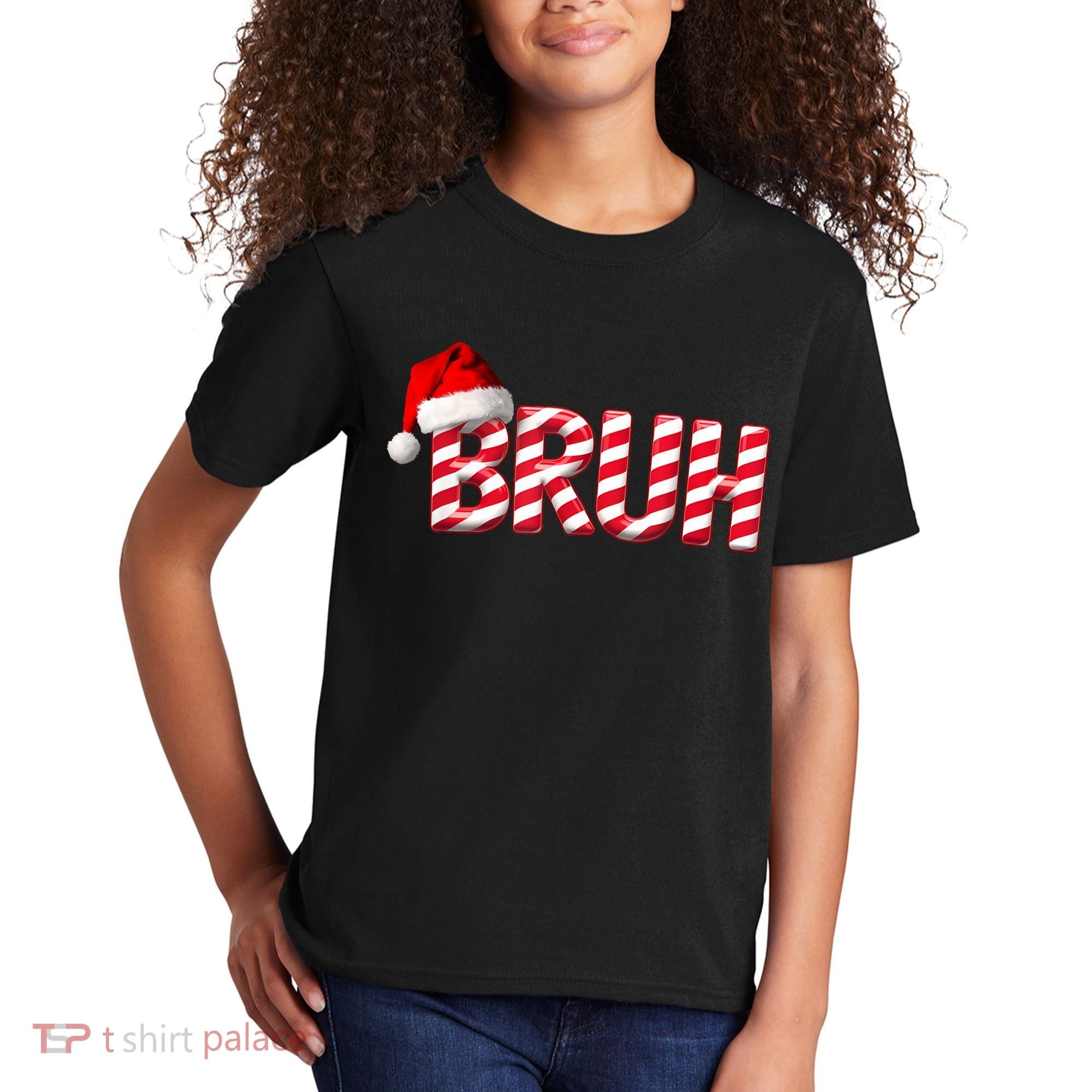 Bruh Christmas Candy Cane For Funny Xmas Bruh Kids T-Shirt