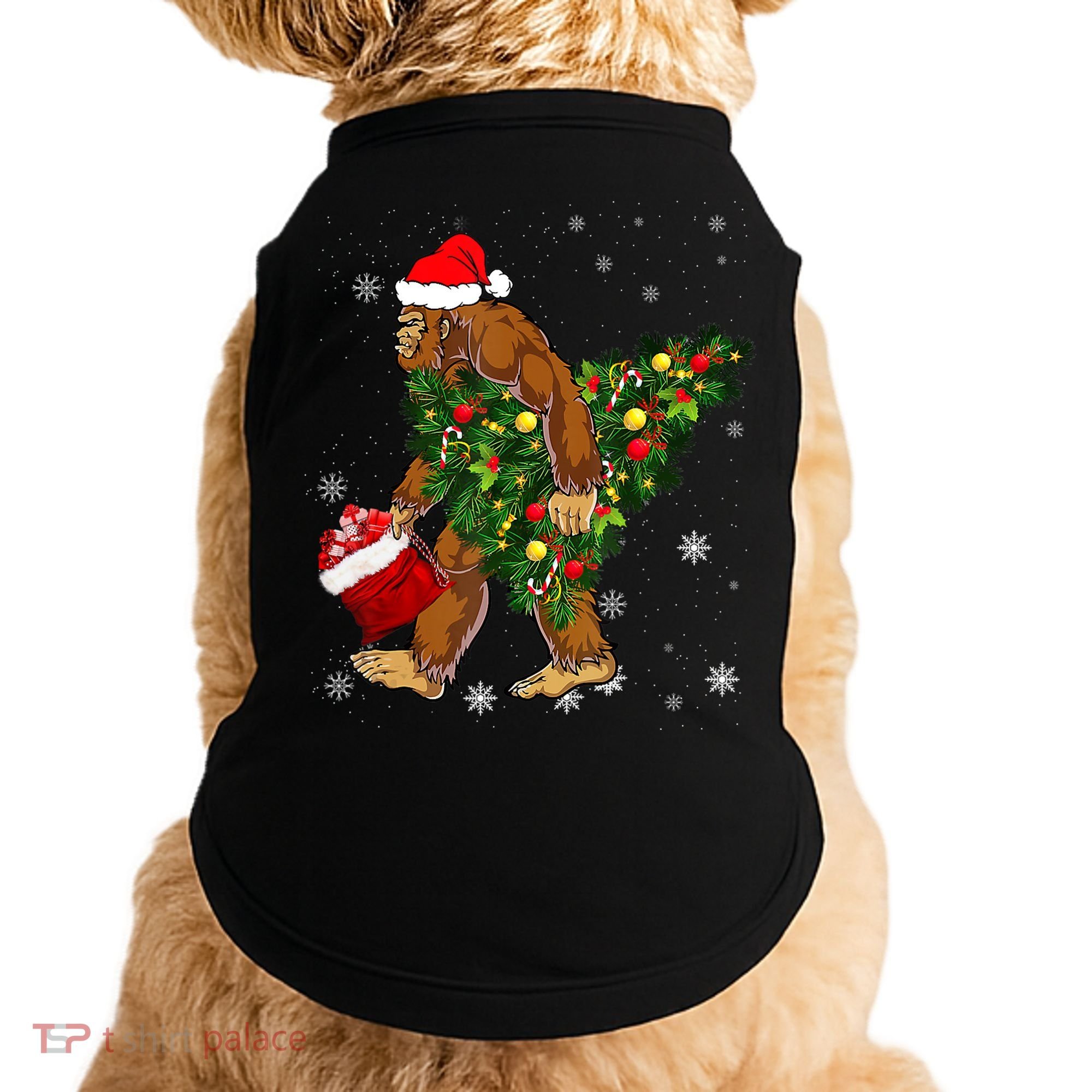 Bigfoot Carrying Christmas Tree Sasquatch Believer Pajama Doggie Tank