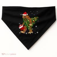 Bigfoot Carrying Christmas Tree Sasquatch Believer Pajama USA-Made Doggie Bandana thumb 0