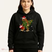 Bigfoot Carrying Christmas Tree Sasquatch Believer Pajama Hoodie thumb 5