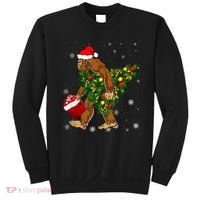 Bigfoot Carrying Christmas Tree Sasquatch Believer Pajama Sweatshirt thumb 0