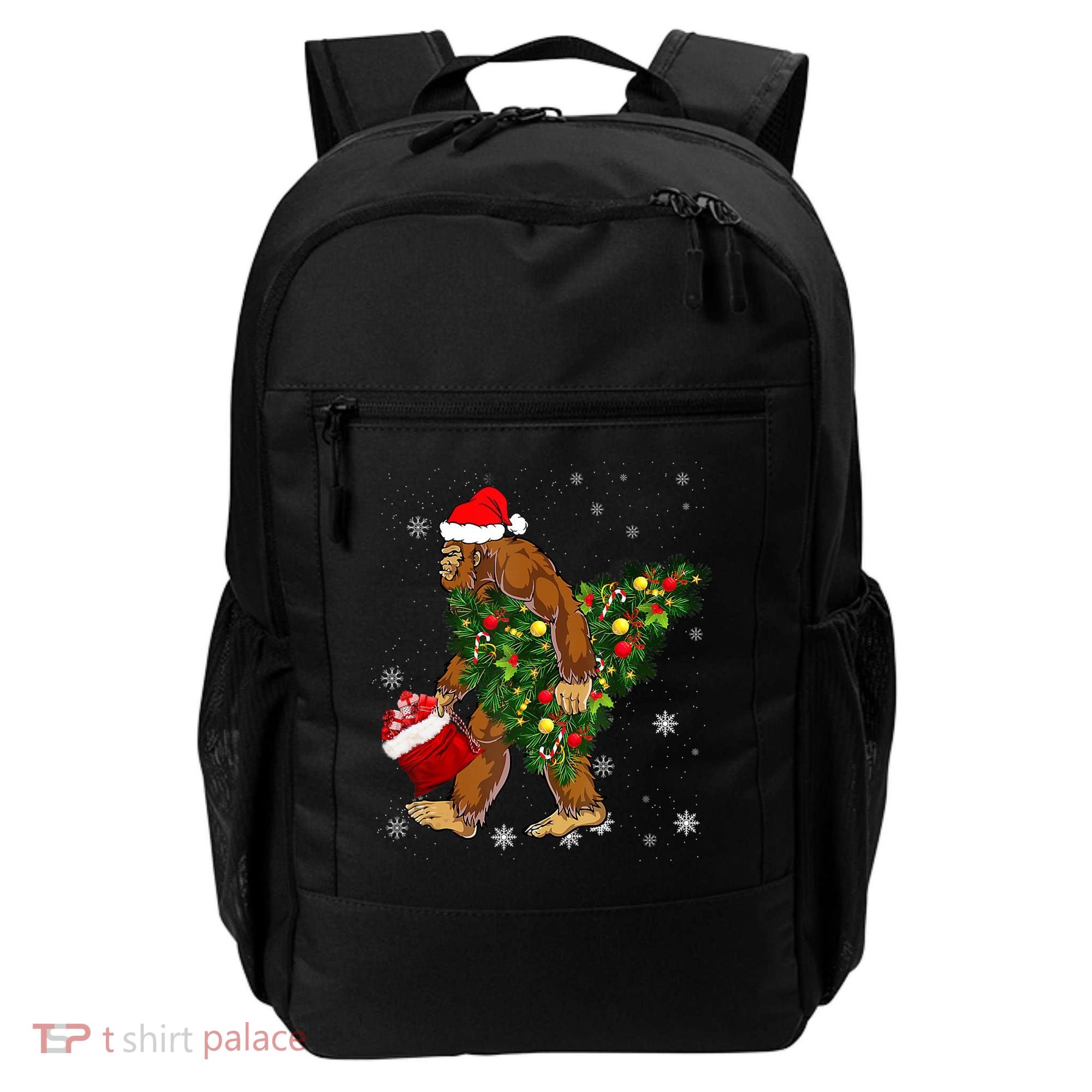 Bigfoot Carrying Christmas Tree Sasquatch Believer Pajama Backpack