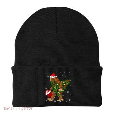 Bigfoot Carrying Christmas Tree Sasquatch Believer Pajama Beanie