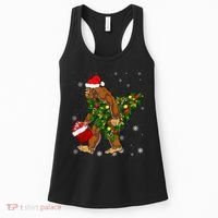 Bigfoot Carrying Christmas Tree Sasquatch Believer Pajama Women's Tank Top thumb 0