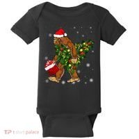Bigfoot Carrying Christmas Tree Sasquatch Believer Pajama Baby Bodysuit thumb 0