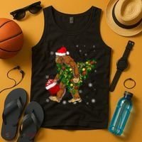 Bigfoot Carrying Christmas Tree Sasquatch Believer Pajama Tank Top thumb 4