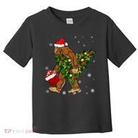 Bigfoot Carrying Christmas Tree Sasquatch Believer Pajama Toddler T-Shirt thumb 0