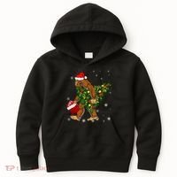 Bigfoot Carrying Christmas Tree Sasquatch Believer Pajama Kids Hoodie thumb 0