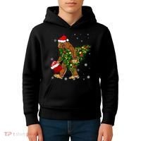 Bigfoot Carrying Christmas Tree Sasquatch Believer Pajama Kids Hoodie thumb 4