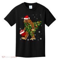 Bigfoot Carrying Christmas Tree Sasquatch Believer Pajama Kids T-Shirt thumb 0