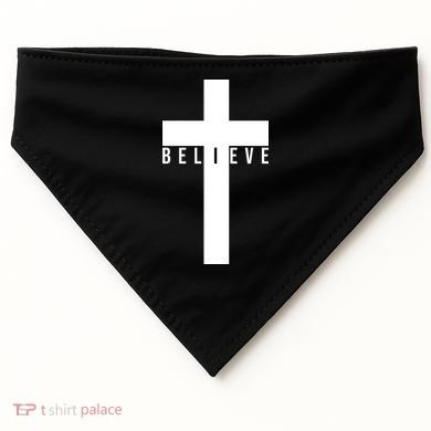 Believe Christian Cross Religious USA-Made Doggie Bandana
